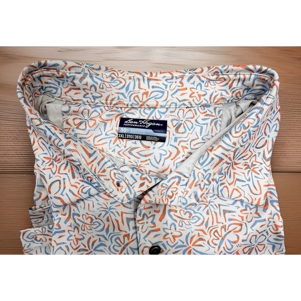 Ben Hogan Big Men's Multi-Color Hibiscus Print Golf Polo Shirt Size 3X - Picture 6 of 7
